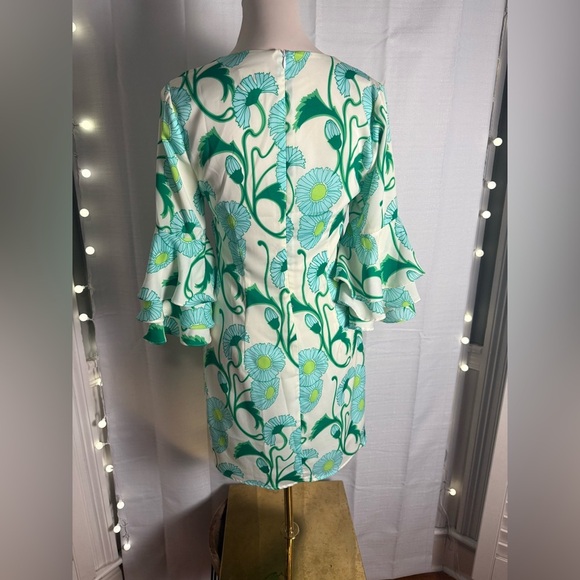 Julie Brown Graphic Green and Yellow Midi Dress - Picture 2 of 8